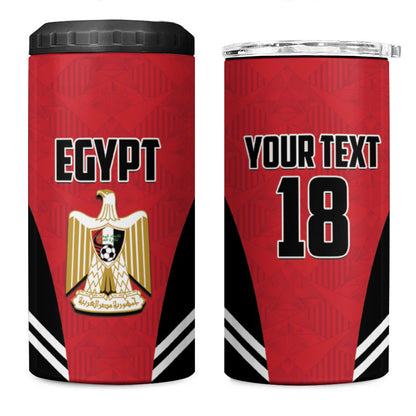 Custom Egypt Football 4 in 1 Can Cooler Tumbler 2026 Glory Run Red Edition