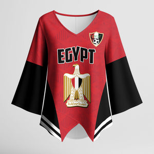 Custom Egypt Football Kimono Sleeve Blouse 2026 Glory Run Red Edition