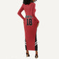 Custom Egypt Football Long Sleeve Bodycon Dress 2026 Glory Run Red Edition