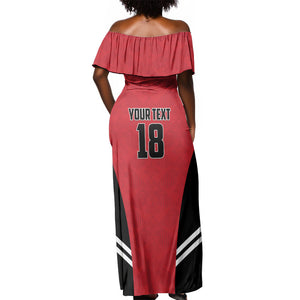Custom Egypt Football Off Shoulder Maxi Dress 2026 Glory Run Red Edition