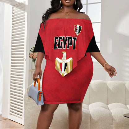 Custom Egypt Football Off Shoulder Short Dress 2026 Glory Run Red Edition