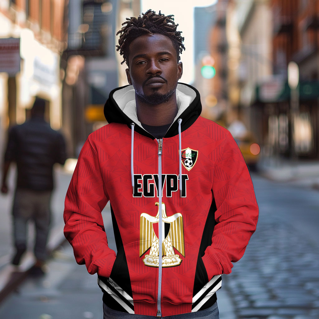 Custom Egypt Football Zip Hoodie 2026 Glory Run Red Edition