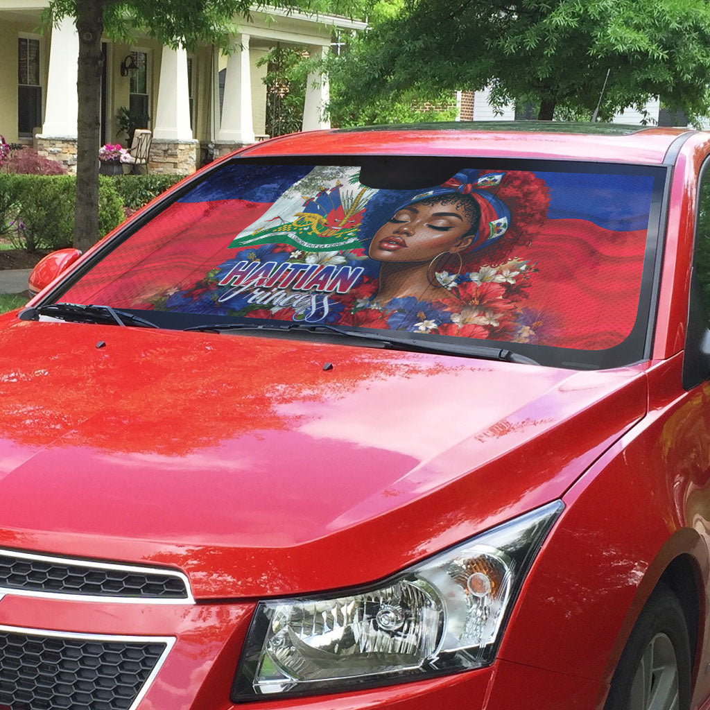 Haitian Princess Auto Sun Shade Cultural Pride Floral Art