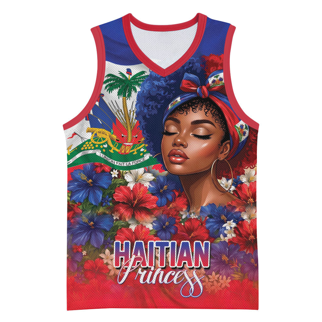 Haitian Princess Basketball Jersey Cultural Pride Floral Art