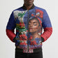 Haitian Princess Bomber Puffer Jacket Cultural Pride Floral Art