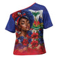 Haitian Princess Cross Shoulder Shirt Cultural Pride Floral Art