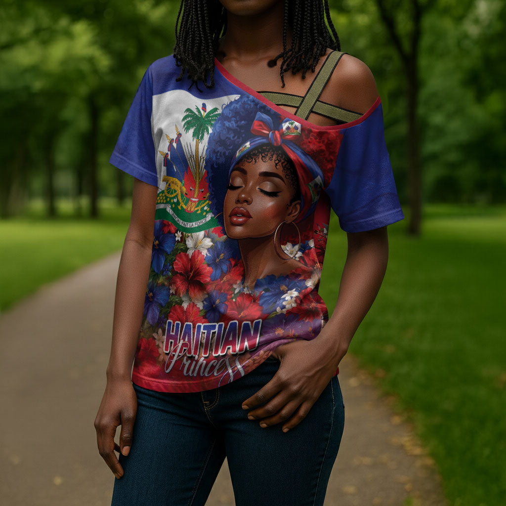 Haitian Princess Cross Shoulder Shirt Cultural Pride Floral Art