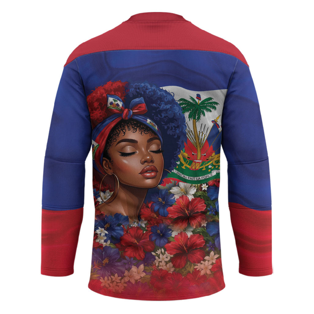 Haitian Princess Hockey Jersey Cultural Pride Floral Art