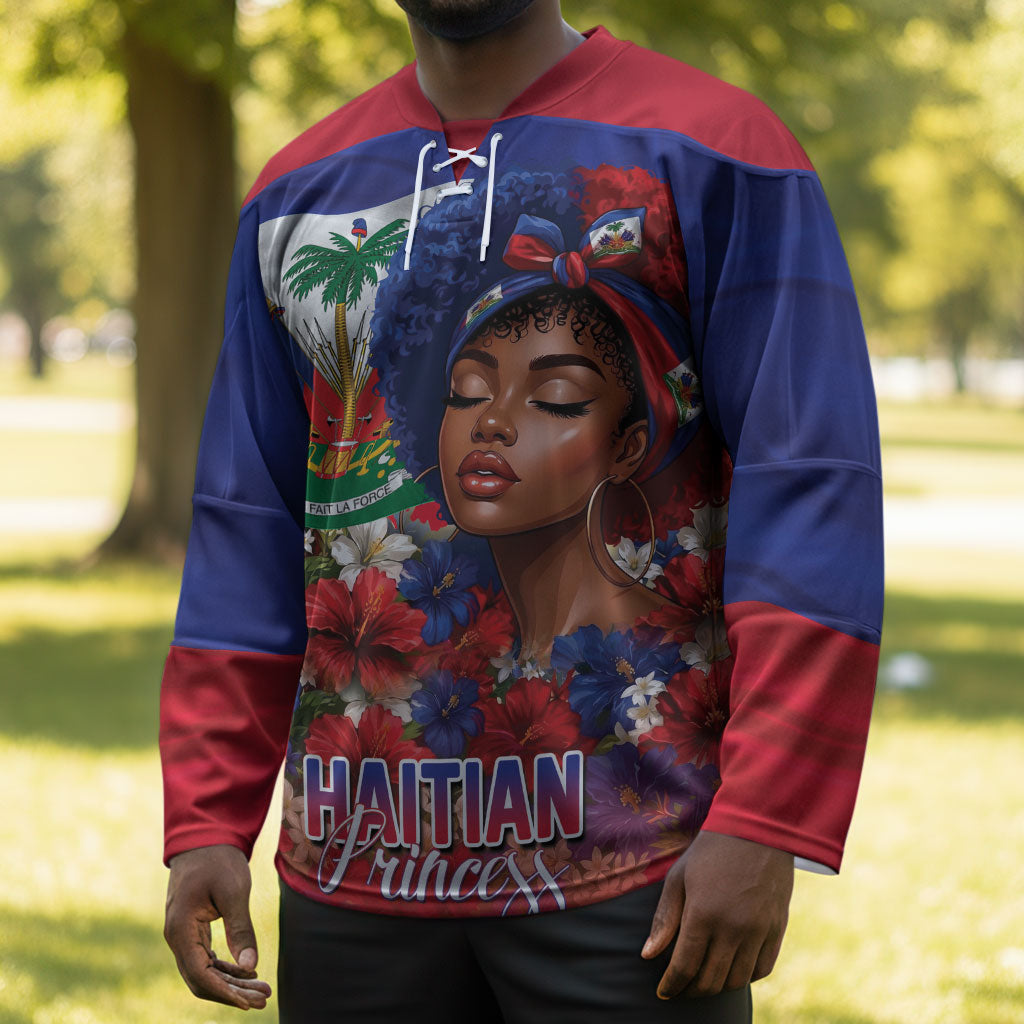 Haitian Princess Hockey Jersey Cultural Pride Floral Art