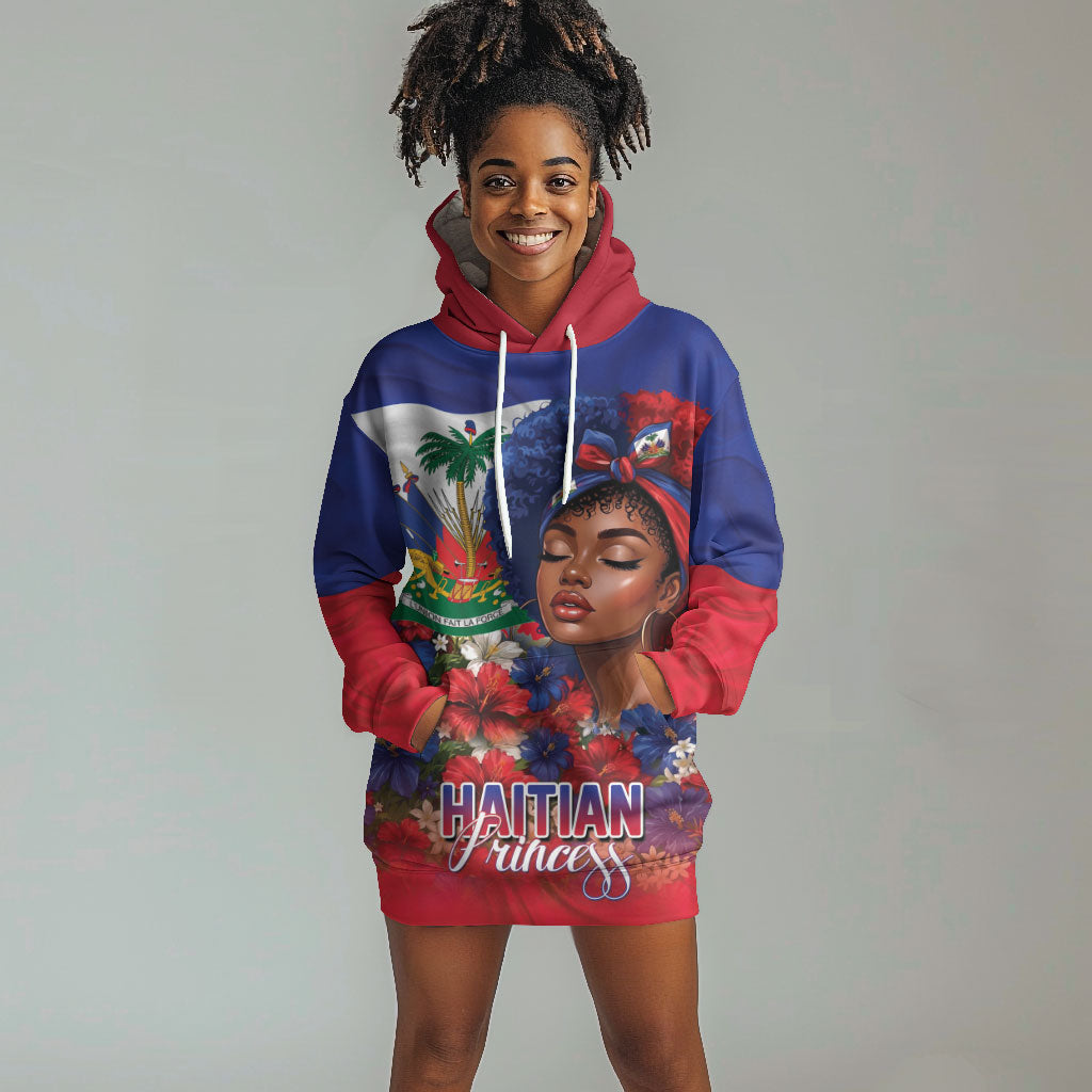 Haitian Princess Hoodie Dress Cultural Pride Floral Art