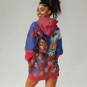 Haitian Princess Hoodie Dress Cultural Pride Floral Art