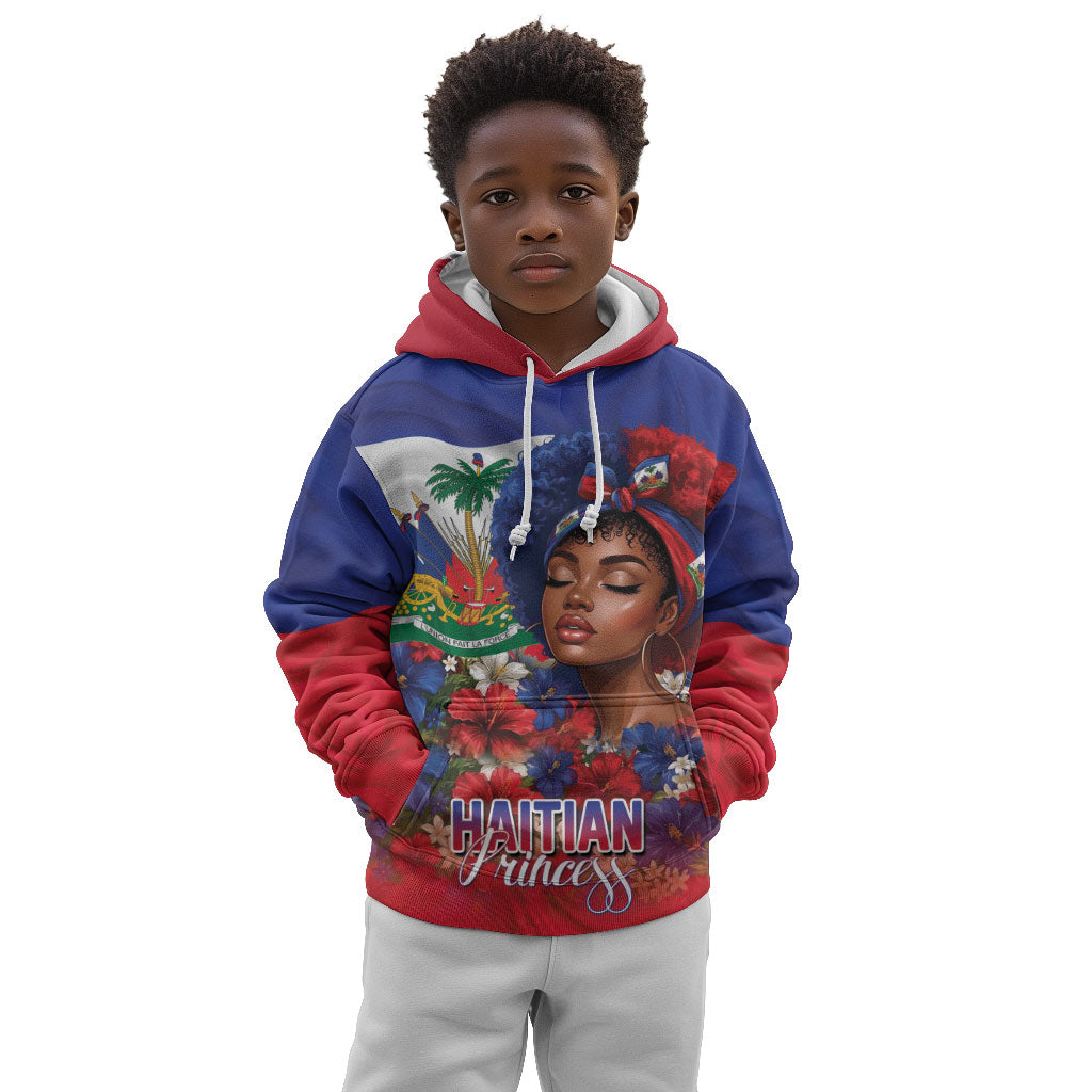 Haitian Princess Kid Hoodie Cultural Pride Floral Art