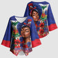 Haitian Princess Kimono Sleeve Blouse Cultural Pride Floral Art