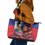 Haitian Princess Leather Tote Bag Cultural Pride Floral Art