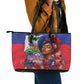 Haitian Princess Leather Tote Bag Cultural Pride Floral Art