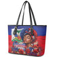 Haitian Princess Leather Tote Bag Cultural Pride Floral Art