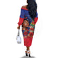 Haitian Princess Off The Shoulder Long Sleeve Dress Cultural Pride Floral Art