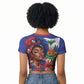 Haitian Princess Raglan Cropped T shirt Cultural Pride Floral Art