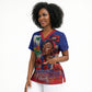 Haitian Princess Scrub Top Cultural Pride Floral Art