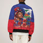 Haitian Princess Sleeve Zip Bomber Jacket Cultural Pride Floral Art