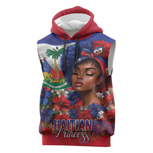Haitian Princess Sleeveless Hoodie Cultural Pride Floral Art