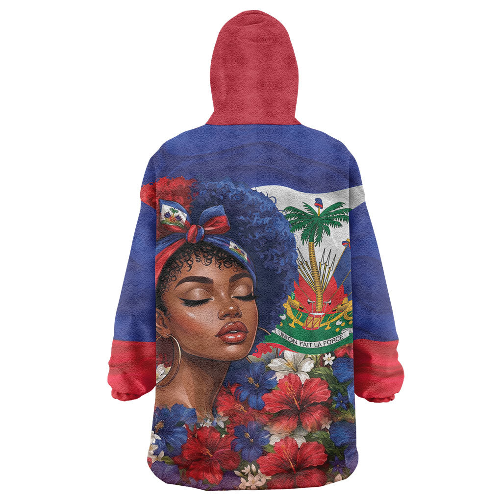 Haitian Princess Wearable Blanket Hoodie Cultural Pride Floral Art