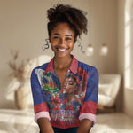 Haitian Princess Women Casual Shirt Cultural Pride Floral Art