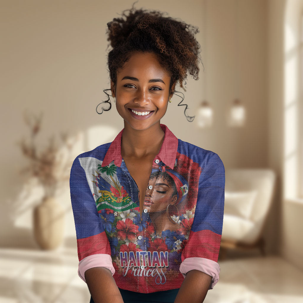 Haitian Princess Women Casual Shirt Cultural Pride Floral Art