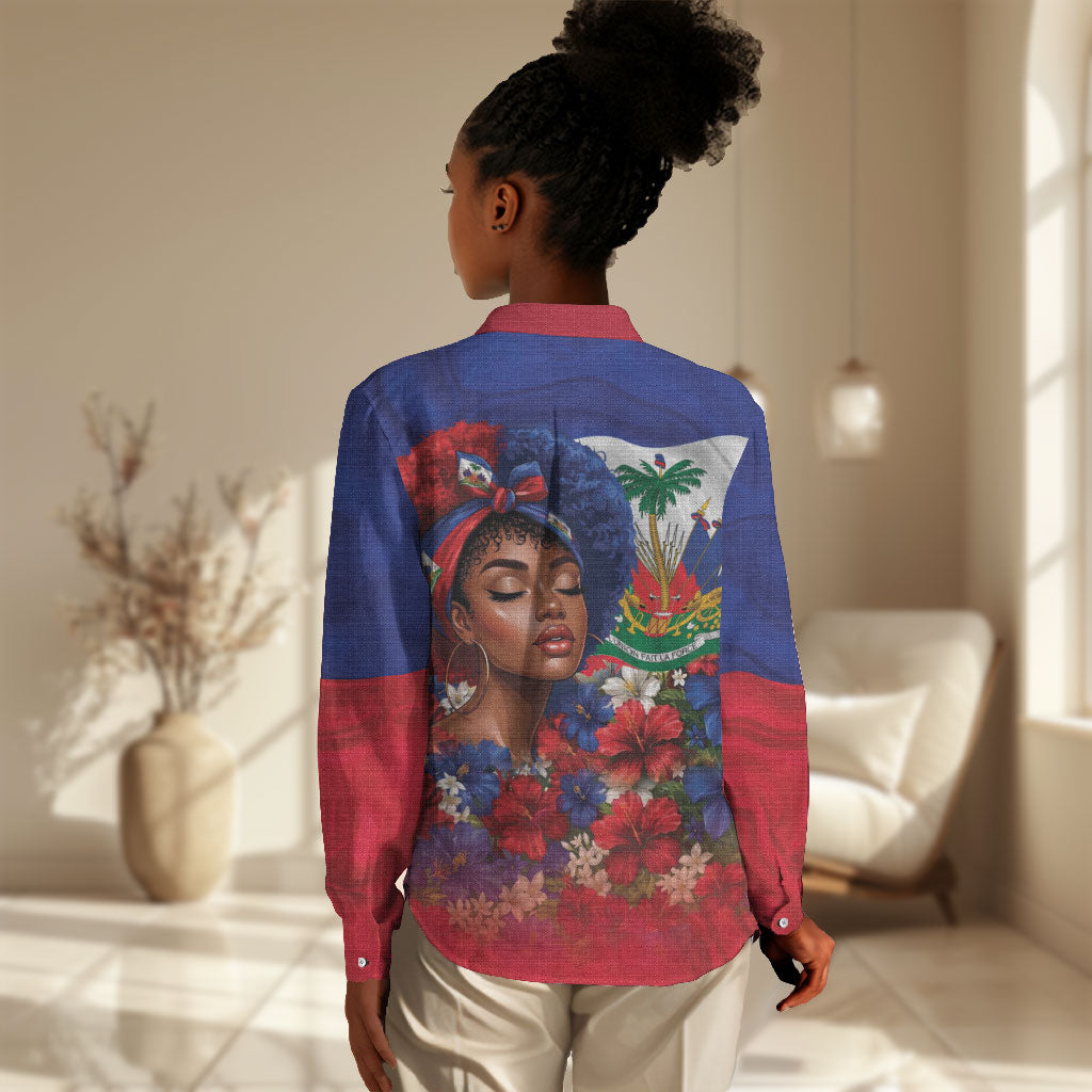 Haitian Princess Women Casual Shirt Cultural Pride Floral Art
