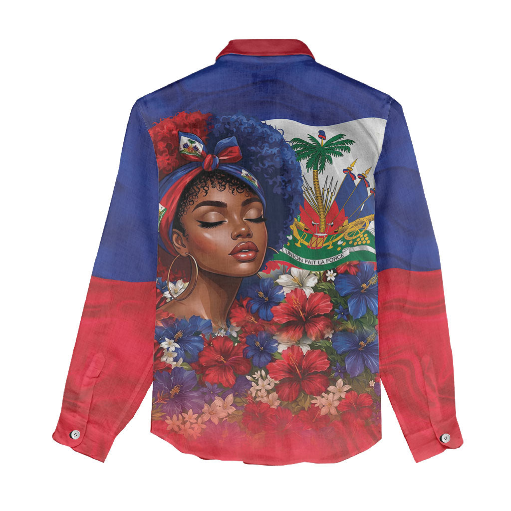 Haitian Princess Women Casual Shirt Cultural Pride Floral Art