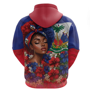 Haitian Princess Zip Hoodie Cultural Pride Floral Art