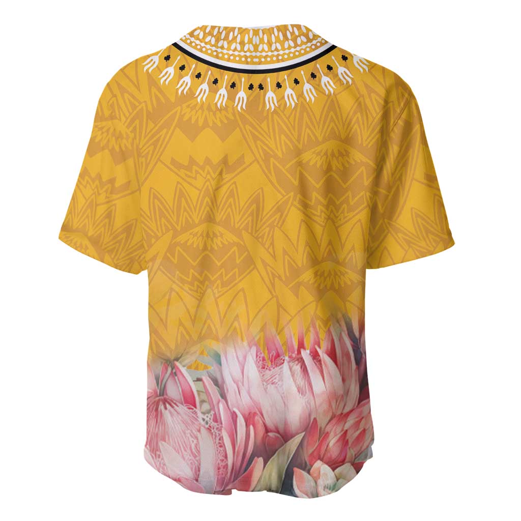 Africa Dashiki Baseball Jersey King Protea Floral Motif Patterns