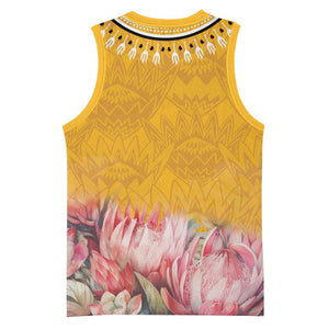 Africa Dashiki Basketball Jersey King Protea Floral Motif Patterns - African Pride