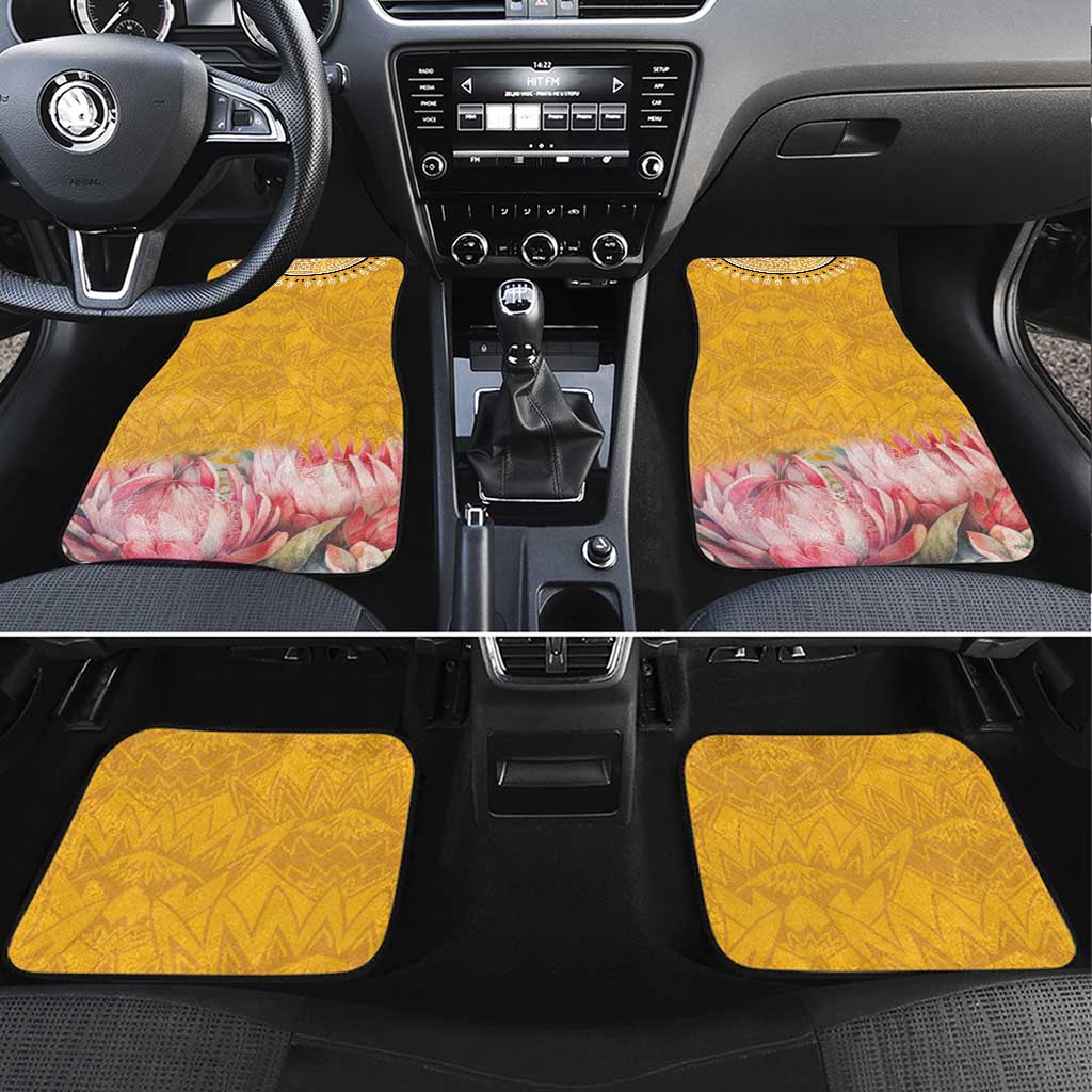 Africa Dashiki Car Mats King Protea Floral Motif Patterns by AfricanPride