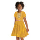 Africa Dashiki Kid Short Sleeve Dress King Protea Floral Motif Patterns