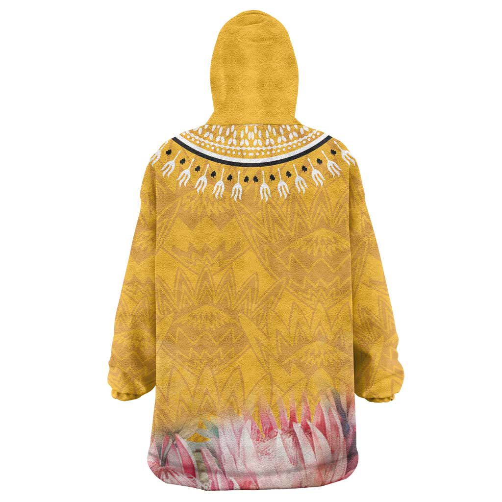 Africa Dashiki KId Wearable Blanket Hoodie King Protea Floral Motif Patterns