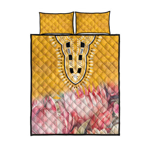 Africa Dashiki Quilt Bed Set King Protea Floral Motif Patterns