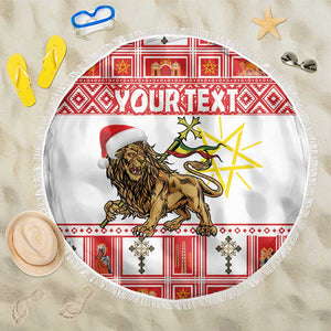 Personalized Ethiopia Melikam Gena Beach Blanket Merry Christmas Lion of Judah