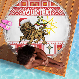 Personalized Ethiopia Melikam Gena Beach Blanket Merry Christmas Lion of Judah