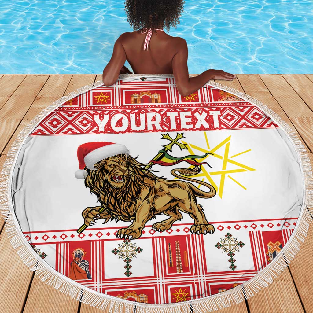 Personalized Ethiopia Melikam Gena Beach Blanket Merry Christmas Lion of Judah