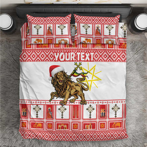 Personalized Ethiopia Melikam Gena Bedding Set Merry Christmas Lion of Judah