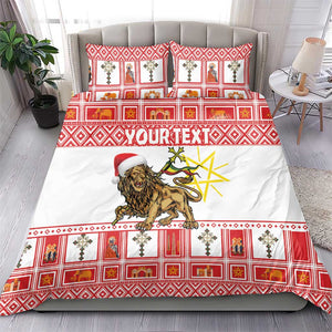 Personalized Ethiopia Melikam Gena Bedding Set Merry Christmas Lion of Judah