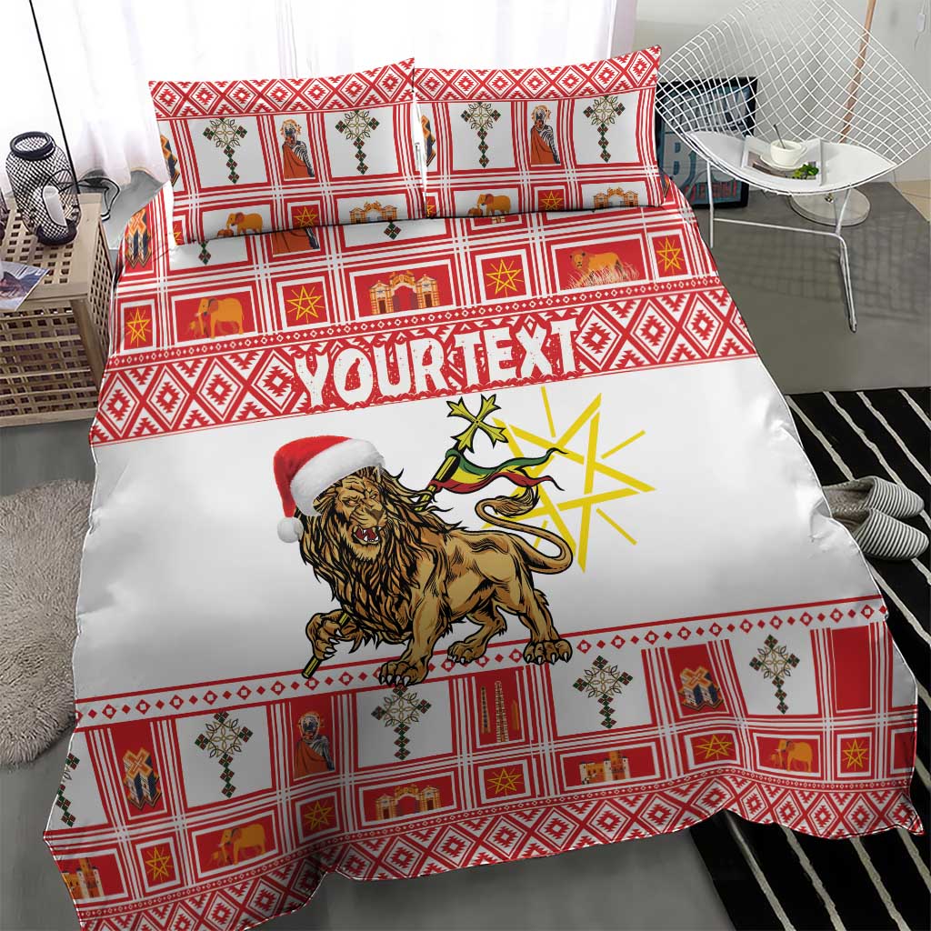 Personalized Ethiopia Melikam Gena Bedding Set Merry Christmas Lion of Judah