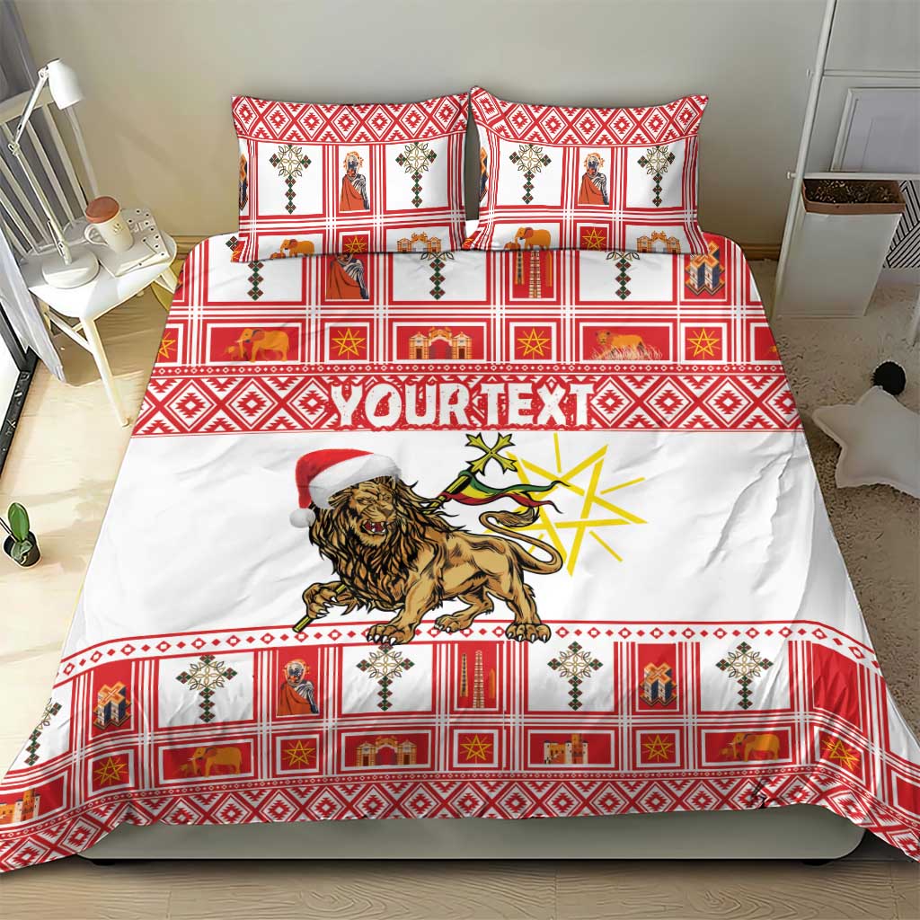 Personalized Ethiopia Melikam Gena Bedding Set Merry Christmas Lion of Judah
