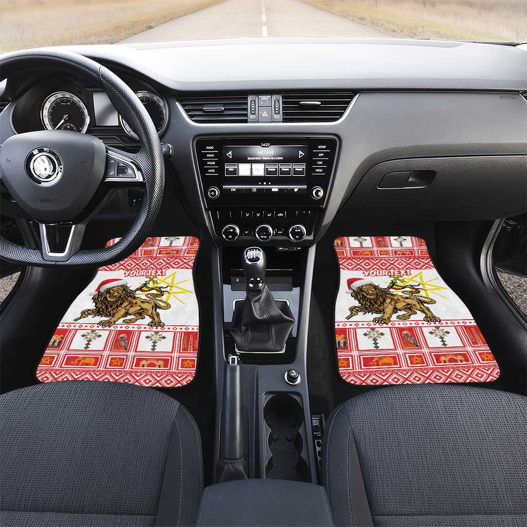 Personalized Ethiopia Melikam Gena Car Mats Merry Christmas Lion of Judah