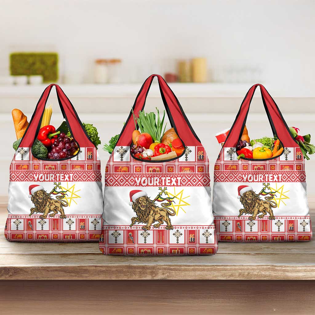 Personalized Ethiopia Melikam Gena Grocery Bag Merry Christmas Lion of Judah