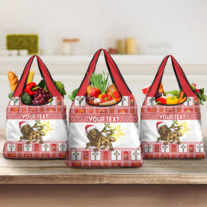 Personalized Ethiopia Melikam Gena Grocery Bag Merry Christmas Lion of Judah