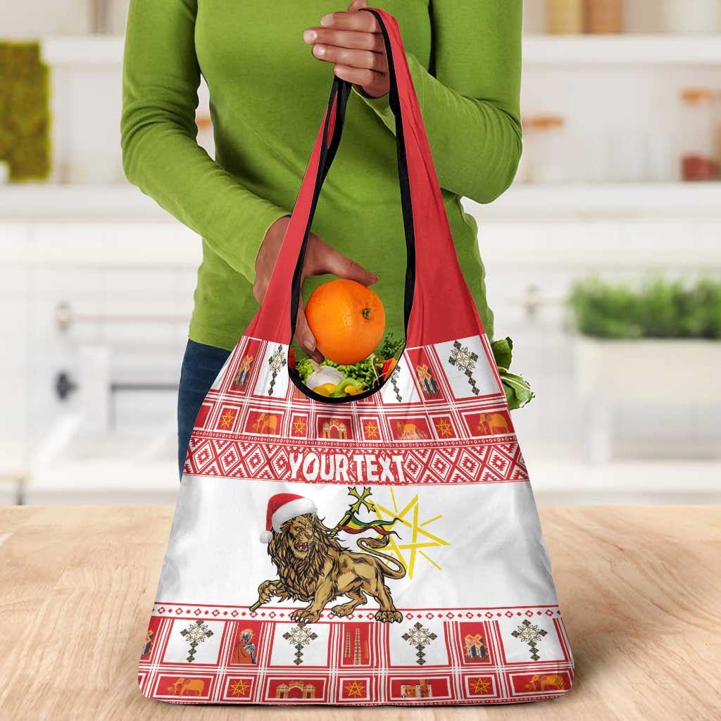 Personalized Ethiopia Melikam Gena Grocery Bag Merry Christmas Lion of Judah