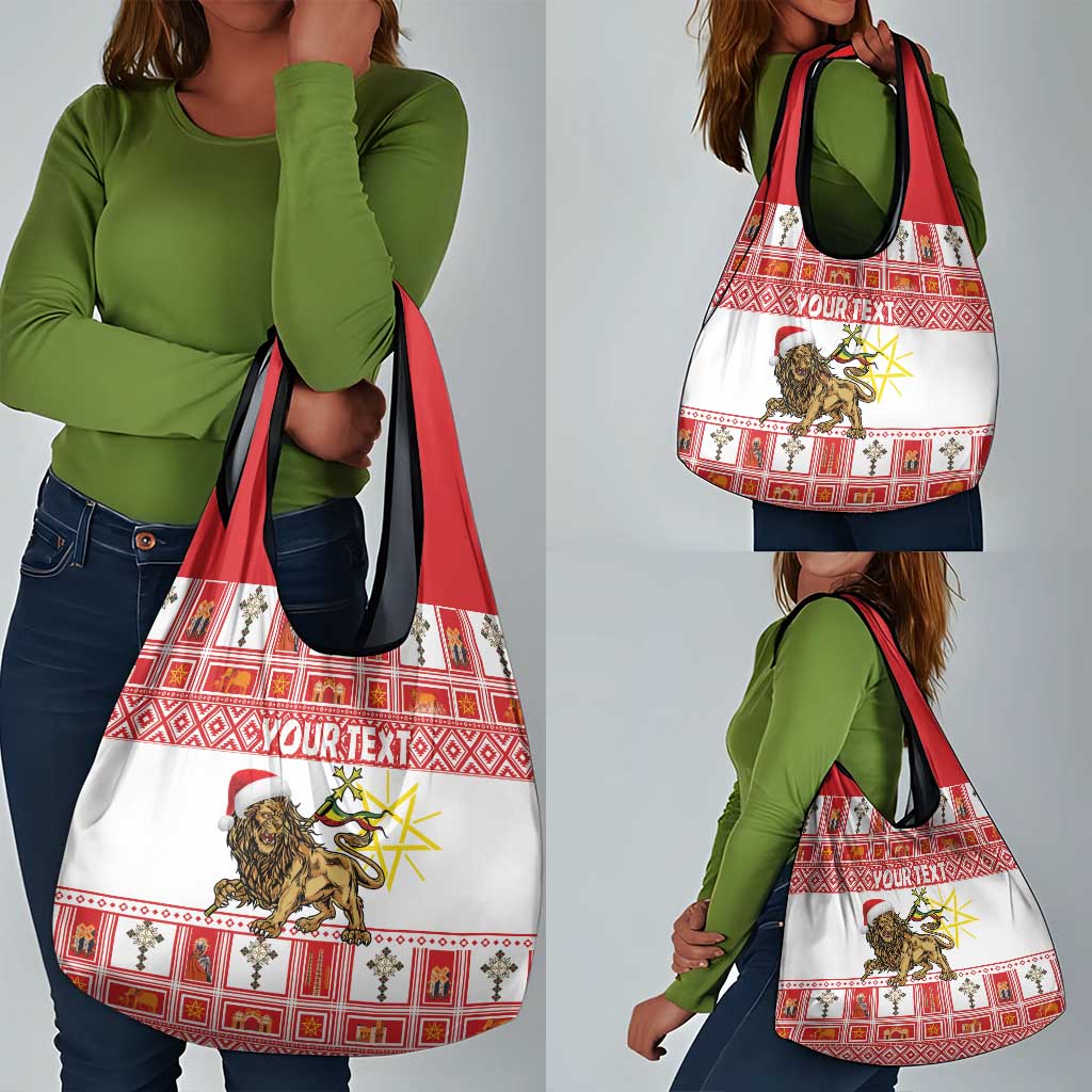 Personalized Ethiopia Melikam Gena Grocery Bag Merry Christmas Lion of Judah