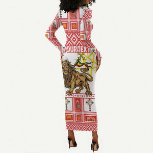 Personalized Ethiopia Melikam Gena Long Sleeve Bodycon Dress Merry Christmas Lion of Judah LT18
